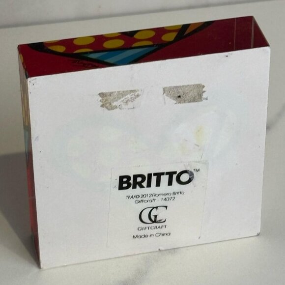 Britto Gift Craft Yellow Dots Glass Heart Paper Weight Red Size 3x3 - Picture 7 of 8